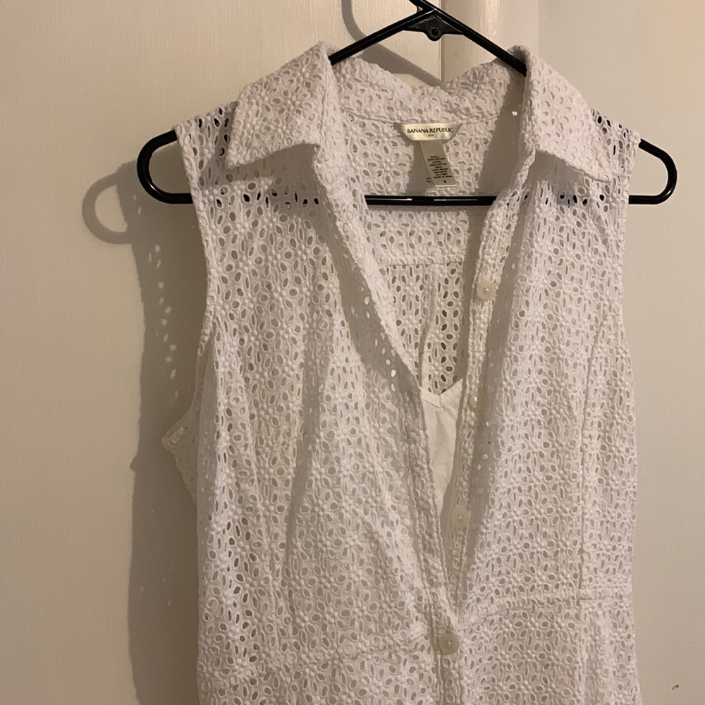 White Eyelet, Button-Down Dress - image 2